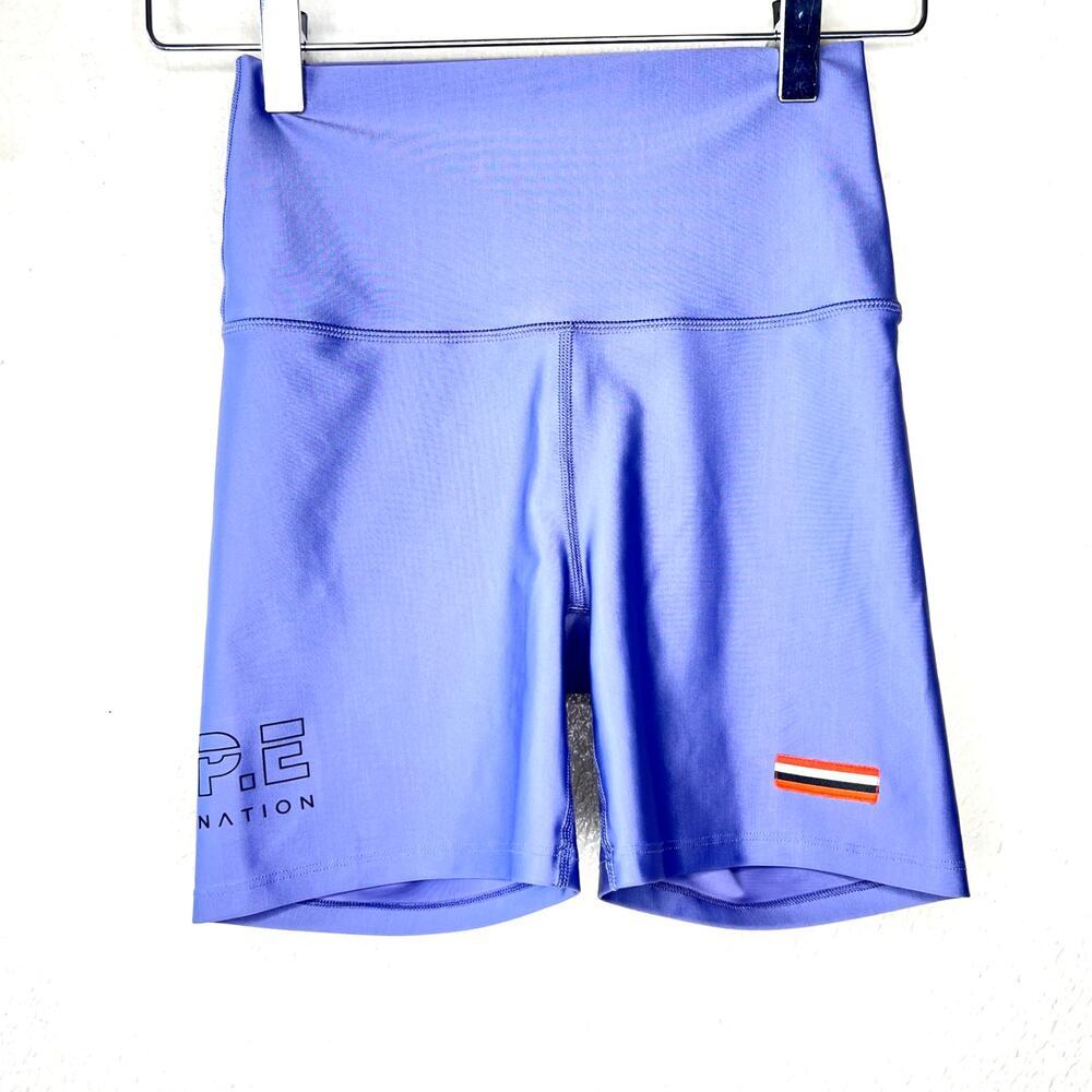 P.E. Nation Bike Shorts High Waisted Periwinkle  Blue Purple SMALL Compression